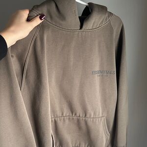Essentials Hoodie Fear of God Fog Size L Dark Oak Logo Sweat Shirt